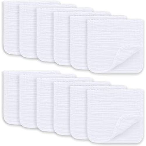 Muslin Burp Cloths Large 100% Cotton Hand Washcloths for Boys & Girls, Baby Essentials Extra Absorbent and Soft Burping Rags for Newborn Registry (White, 12-Pack, 20" X10")