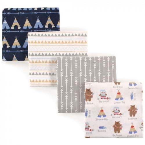 Luvable Friends Baby Boy Cotton Flannel Receiving Blankets, Blue Owl, One Size