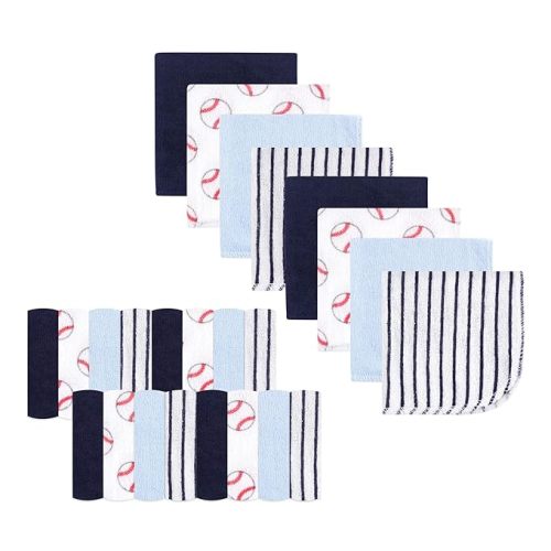 Luvable Friends Unisex Baby Super Soft Bundle Washcloths, Baseball, One Size