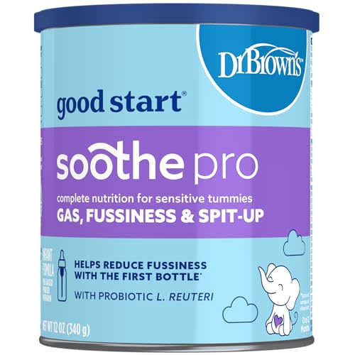 Good Start | Dr. Brown's Soothe Pro, Baby Formula Powder, for Sensitive Tummies, Gas, Fussiness and Spit-Up, Infant Formula with Probiotics, DHA, Non-GMO, 12 Ounces
