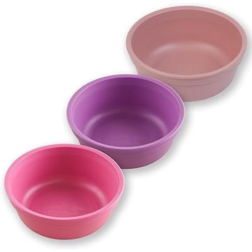 Re-Play 12 Oz. Toddler Bowls for Snack and Everyday Dining - Dishwasher and Microwave Safe - Made in USA - Set of 3-5.75" x 5.75" x 2" - Berry