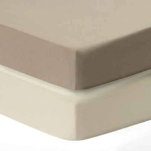 Dreamology Standard Crib Sheets,2 Pack,Cotton Crib Sheet,Soft and Breathable,100% Cotton Jersey Crib Sheet Boys, Girls, Neutral Crib Sheets for Standard Cribs, 52x28 Crib Mattress Sheet | Brown,Ecru
