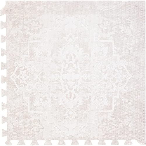 Toddlekind Playmat - Premium Foam Playmat 4 x 6 feet 6 Tile Extra Thick Foam Floor Puzzle Mat for Babies/Toddlers Stylish Non-Toxic Odorless. Perfect for Tummy Time Crawling and Play. 0m+ (Off White)