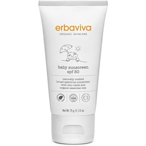 Erbaviva Organic Baby Sunscreen 2.5 Ounce - Coral Reef Safe, Natural, UVA & UVB Protection, Water Resistant, Infused with Essential Oils