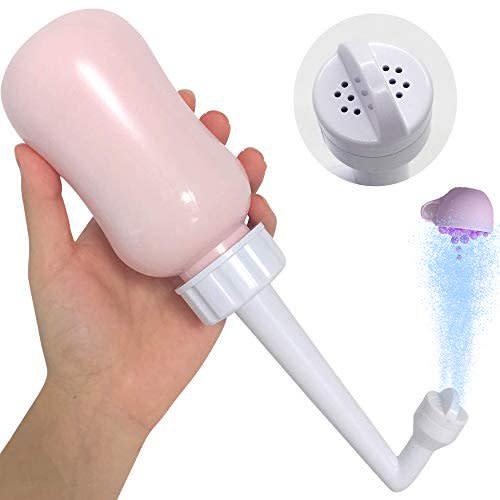 Adorable Pink Peri - manual bidet - upside down water squeeze bottle | Cup Buddy for menstrual cup users | 10 oz (300 ml) + travel bag | NO MORE wasting toilet paper & messy period changing