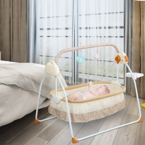 Electric Foldable Infant Baby Swings Bed Auto-Swing Crib With Safety Belt Music