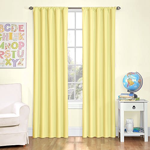 ECLIPSE Microfiber Blackout Thermal Rod Pocket Window Curtain for Bedroom or Nursery (1 Panel), 42 in x 63 in, Yellow