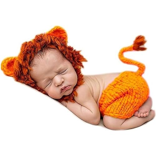 AIXIANG Baby Newborn Photography Prop Baby Handmade Crochet Knitted Costume Christmas Lion Cap and Pants Set Baby Photo Props