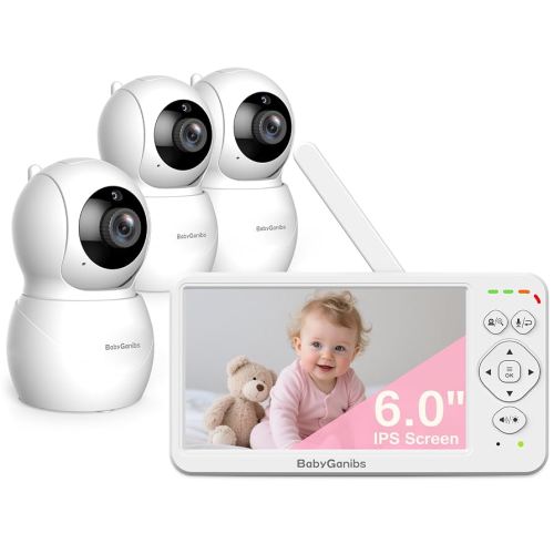 6" Big Screen No WiFi Baby Monitor with 3 Cameras, 1000ft Long Range, 2-Way Talk, 8 Lullabies, ECO Mode, Infrared Night Vision, 150 Languages, Perfect Baby Shower,Baby Register Gift