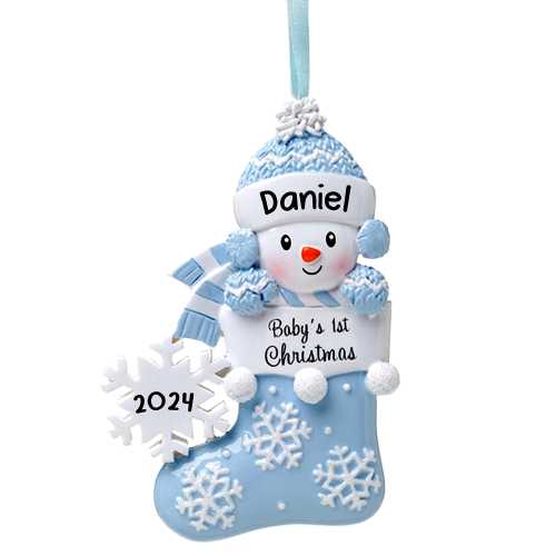 Baby's First Christmas Personalized Ornament, Custom Baby Boy Girl Christmas Ornament, Blue, Pink, Red, Hand Painted, Includes Gift Box