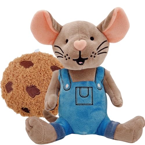 fesmaro Please Give Mouse Cookies - Adorable Small Mouse Stuffed Animal Plush with Clothes - Ideal for Little Ones Who Love Cookies（9.5 Inches）