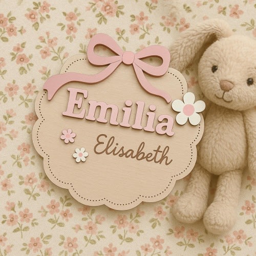 Personalized Birth Announcement Sign, Name Announcement Sign, Pink Coquette Baby Name Sign, Welcome Baby Sign, Baby Arrival Sign, Baby Gift