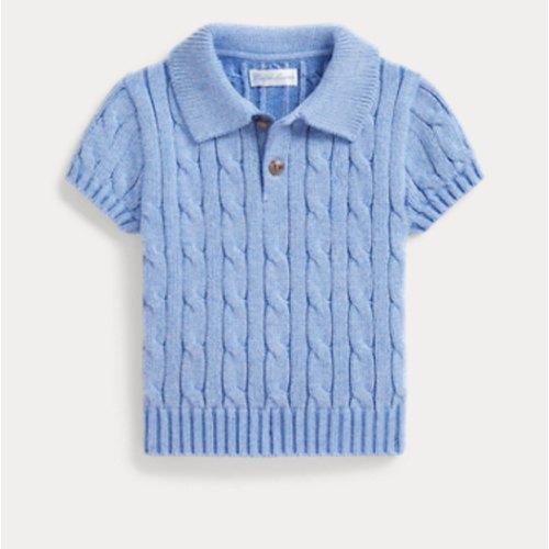 Cable-Knit Cotton Polo-Collar Sweater