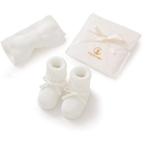 Hadetoto Baby Headband and Booties Set, 100% Organic Cotton