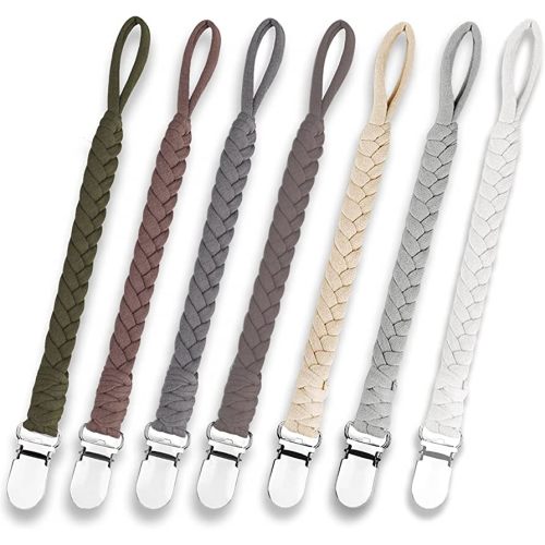7 clips trenzados para chupete, clips para chupete para niños y niñas bebés, clip de soporte para chupete
