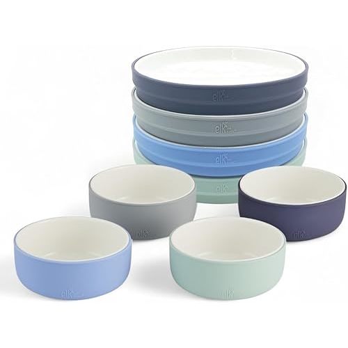 Elk and Friends Kids Porcelain Mealtime Bundle | 8 Pcs Dinnerware Set | Plates & Bowls | Microwave & Dishwasher Safe