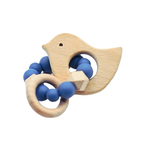 Blue Dove Teether Ring + Pacifier Clip