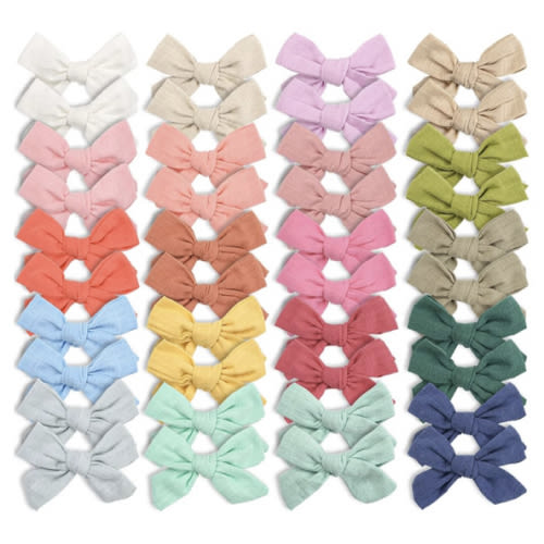 CÉLLOT 40 Pieces Girls Hair Bows Linen Fabric Bows Alligator Clips Hair Accessories for Little Girls Toddlers Kids and Teens