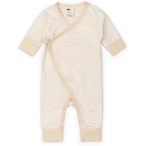 monica + andy Kimono Tie Long Sleeve One Piece, 100% Organic Baby Clothes for Girls & Boys, Preemie, Newborn & Infant