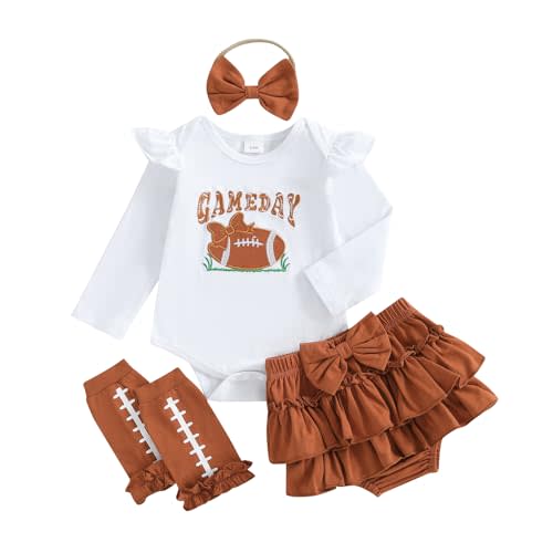 Baby Girl Football Outfit Newborn Onesie Ruffle Tutu Skirt Stocking Set Infant Rugby Romper Fall Winter Clothes
