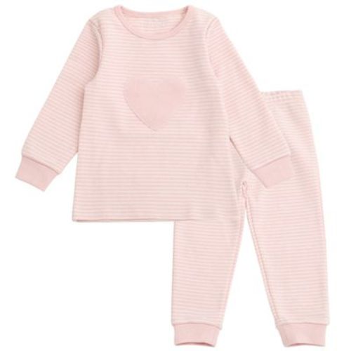 Cozeeme Newborn Baby Girls Modal Layette T-Shirt and Pants Play Set Outfit Pink / White Stripes Heart 6-9 Months