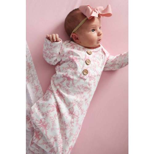 Fancy Frills Newborn Baby Knot Gown & Hat Set