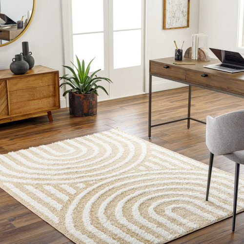 Bartletto Beige Shag Area Rug