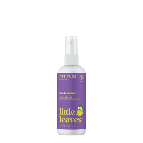 ATTITUDE Hand Sanitizer Spray for Kids & Adults, EWG Verified, Travel Size, Dermatologically Tested, Plant and Mineral Based, Vegan, Vanilla and Pear, 3.5 Fl Oz (Spray Bottle)