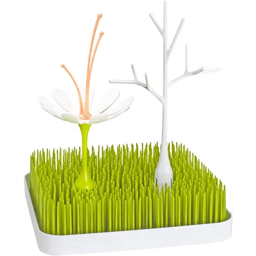 Boon Grass Countertop Drying Rack Bundle - Includes Grass, Stem, and Twig - Capacity for 4 Baby Bottles and Baby Accessories - Baby Bottle-Feeding Supplies - 9.5 x 9.5 x 3