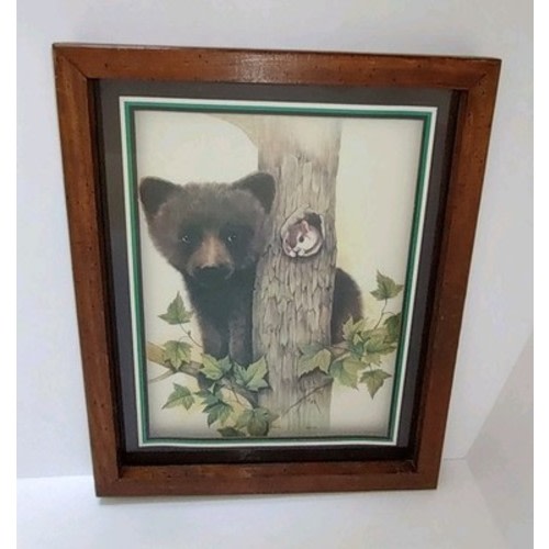 Vintage Shadow Box Framed Bear Woodland Animal Art Homeco Rustic Cabin Lodge