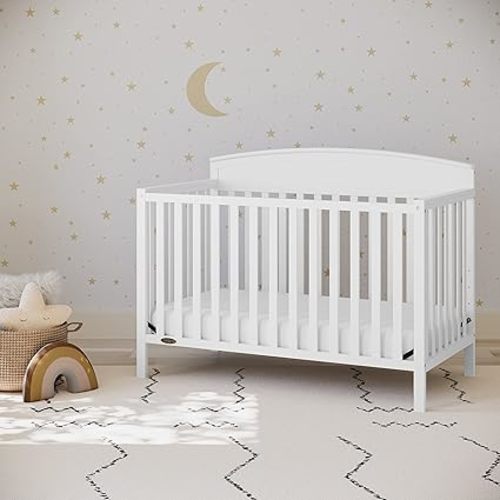 Graco Benton 5-in-1 Convertible Crib (White) – GREENGUARD Gold Certified, Converts from Baby Crib to Toddler Bed, Daybed and Full-Size Bed, Fits Standard Full-Size Crib Mattress