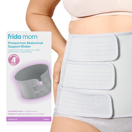 Frida Mom Belly Binder for Natural & C-Section Postpartum Recovery, 9" High | Adjustable Compression Wrap, After Birth Brace, Abdominal Support Band, 9 Inch High, Breathable