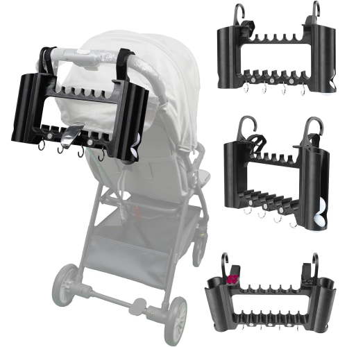 Golf Club Holder for Strollers - Golf Stroller Attachment, Includes Golf Ball Holder, Tee Holder, Straps, Hooks - Perfect Golf Gift, Encourages Early Golf Skills, Easy Setup
