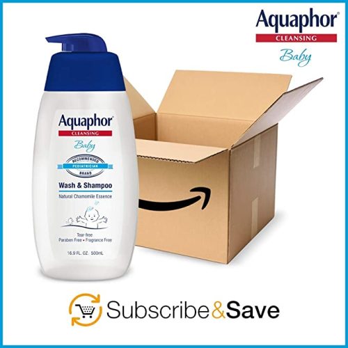 Aquaphor Baby Wash and Shampoo - Mild, Tear-free 2-in-1 Solution for Baby’s Sensitive Skin - 16.9 fl. oz. Pump