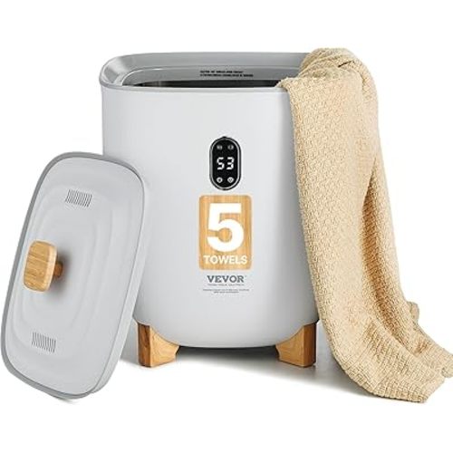 VEVOR Towel Warmers for Bathroom, 25 L Towel Warmer Bucket with Auto Shut Off for Spa Fits up to 5 Oversized Towels, Blankets, Clothes, Bathrobes, PJ's and More, Gray