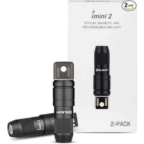 OLIGHT 2 Pack IMINI 2 EDC Rechargeable Keychain Flashlight, 50 Lumens Compact and Portable Mini LED Keyring Lights with Built-in Battery Ideal for Everyday Carry and Emergencies