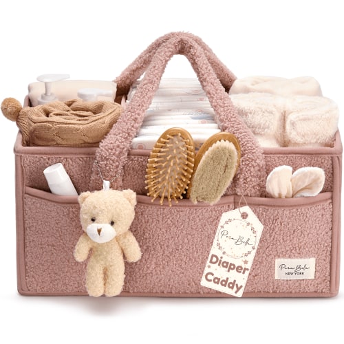 Baby Diaper Caddy Organizer for Changing Table, Portable Nursery Storage Basket Dresser Top