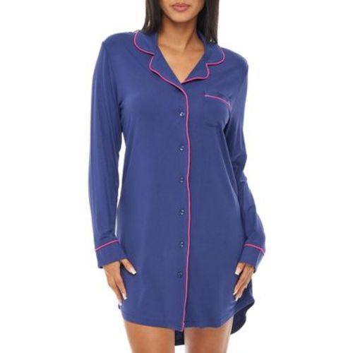 ADR Womens Sleep Shirt 100% Cotton Lightweight Night Shirt Pajama Button Down Top