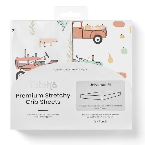 TotAha Crib Sheets for Boys, Premium Stretchy Farm Crib Sheet Fitted, Buttery Soft Truck Crib Mattress Sheets, Calming Effect, All-Season Jersey-Knit 28 X 52 X 9'' Extra Deep Pocket Halloween Pumpkin
