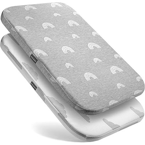 Baby Bassinet Mattress Topper, Waterproof Replacement Pad with Removable & Washable Mattress Covers (for RONBEI Baby Bedside Sleeper)