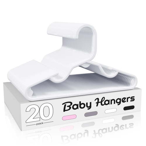 ACSTEP Baby Hangers 20 Pack, 11 inch Kids Plastic Hangers, Non-Slip Toddler Hangers for Clothes Closet, Child Clothes Hangers for Pants Shirts Outfit, White