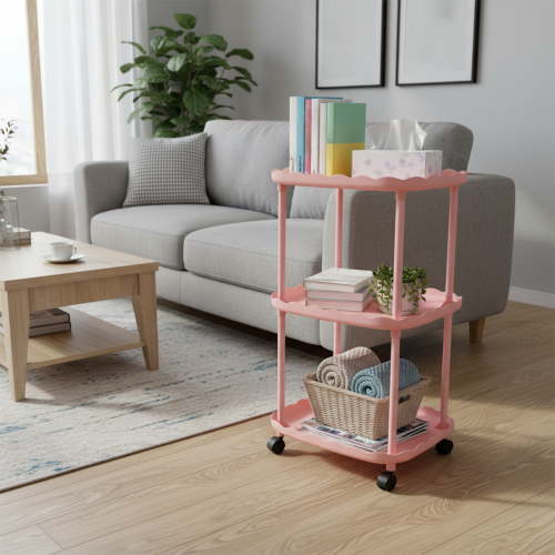 100Fens Mini Modern Table Easy Small Apartment Bedside Table Small Table Rolling Cart with Wheels