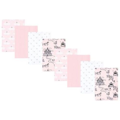 Hudson Baby Boys And Girls Cotton Poly Flannel Burp Cloths 8-pack, Fairytale Princess, One Size