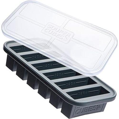 Souper Cubes 1/2 Cup Silicone Freezer Mold, Perfect for Storing Soups, Sauces, Juices, Desserts, Smoothie Prep and More, Freezer Portion Mold for Meal Prepping - Charcoal - 1-Pack