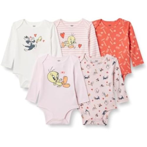 Amazon Essentials Harry Potter | DC Comics | Looney Tunes Unisex Babies' Cotton Long-Sleeve Bodysuits
