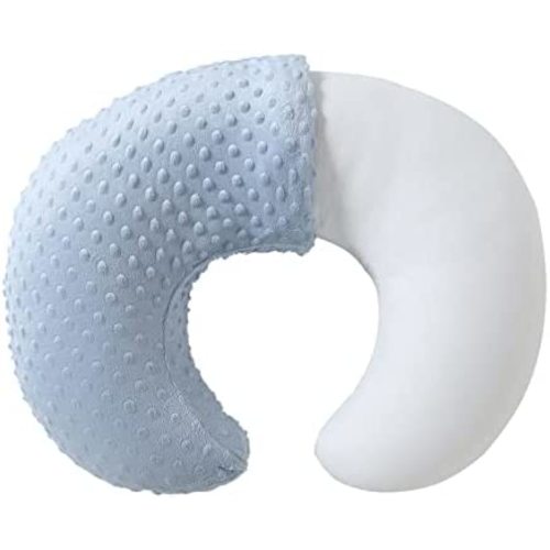 Baby Nursing Pillow and Body Positioner with Premium Cotton Slipcover for Breastfeeding for Baby Boys and Girls, Feeding Pillow with Breathable Comfortable Pillowcase (Baby Blue)