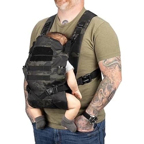 Tactical Baby Gear Tactical Baby Carrier for Dads – Ergonomic, Hip Healthy & Comfortable for Infants and Toddlers (8–33 lbs) (Black Camo)