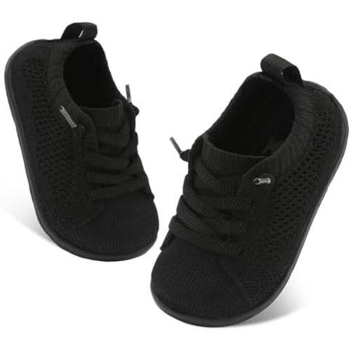 FEETCITY Lightweight Baby First Walking Shoes - Black 6-12 Months