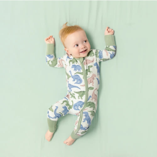 Larkspur Baby | Romper Pajamas | Convertible Footed Romper in Prehistoric Pals