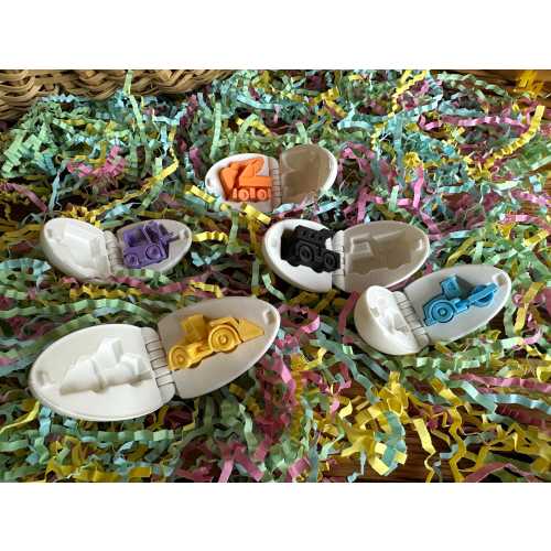 Mini Construction Truck Egg Set: Steamroller, Dump Truck, Excavator, Forklift, Front Loader